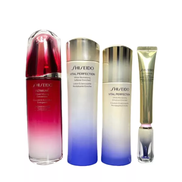 Набор Shiseido из 4 предметов (вода 150 мл, молочко 100 мл, эссенция красных почек 100 млкрем для век 15 мл)